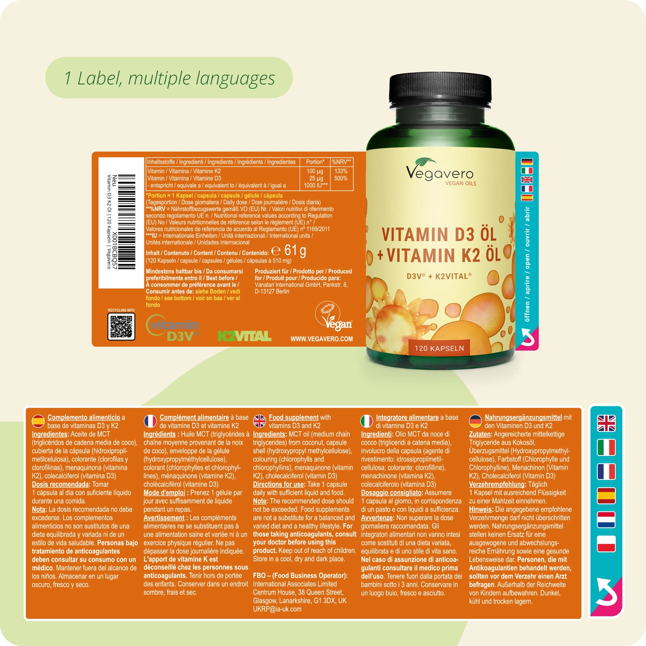 Vitamine D3 + K2 Huile Gélules