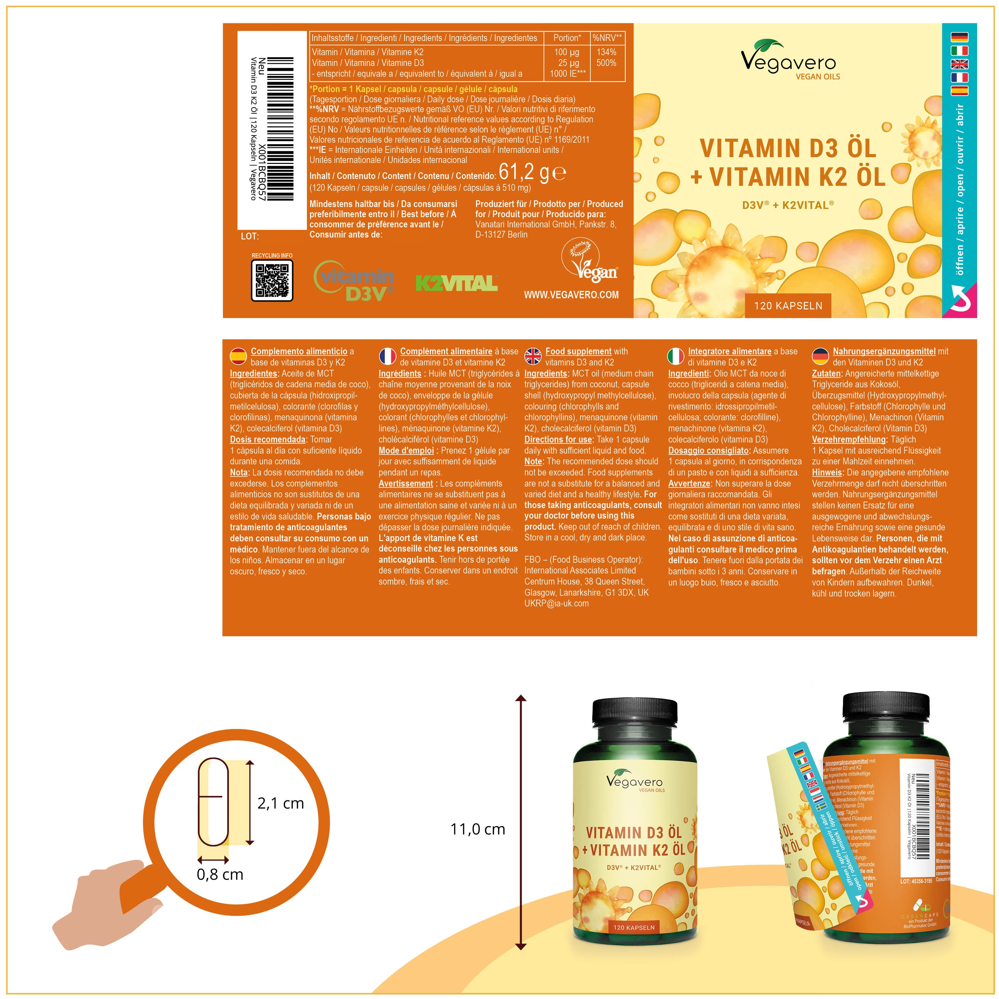 Vitamine D3 + K2 Huile Gélules