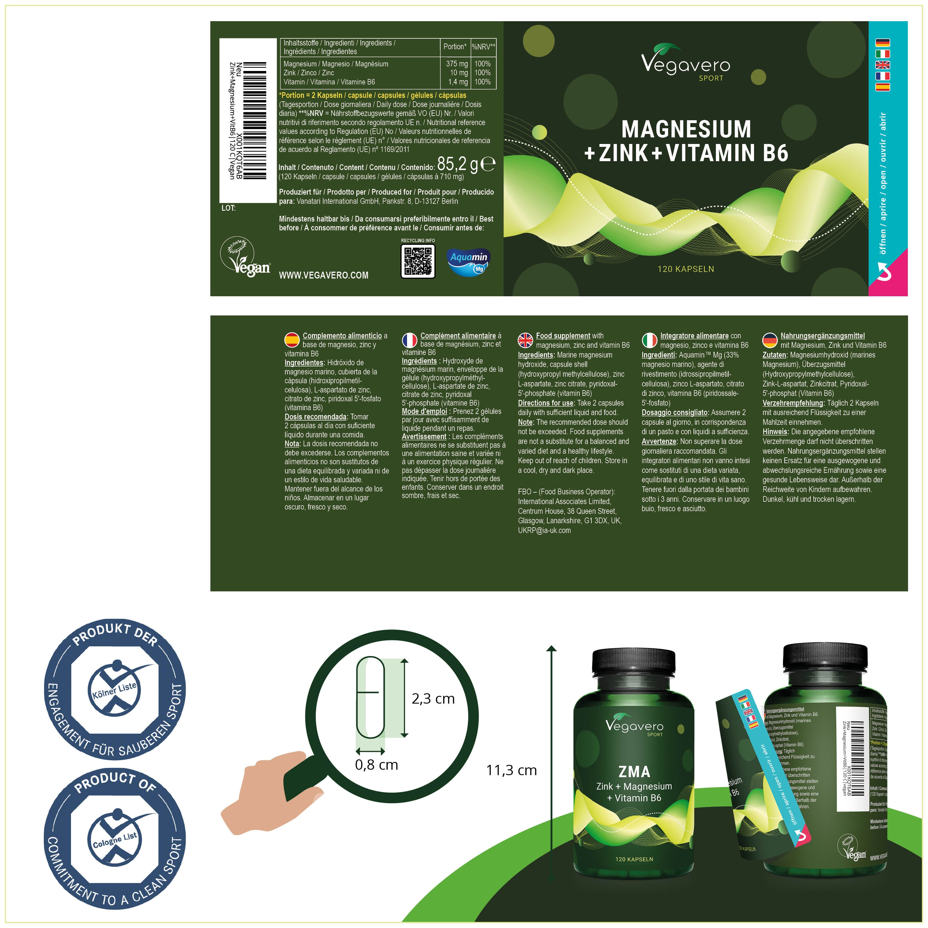 ZMA Gélules : Zinc + Magnésium + Vitamine B6